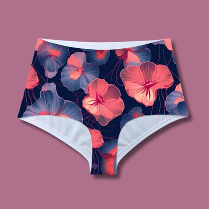 Culotte Taille Haute Fleur Bleu