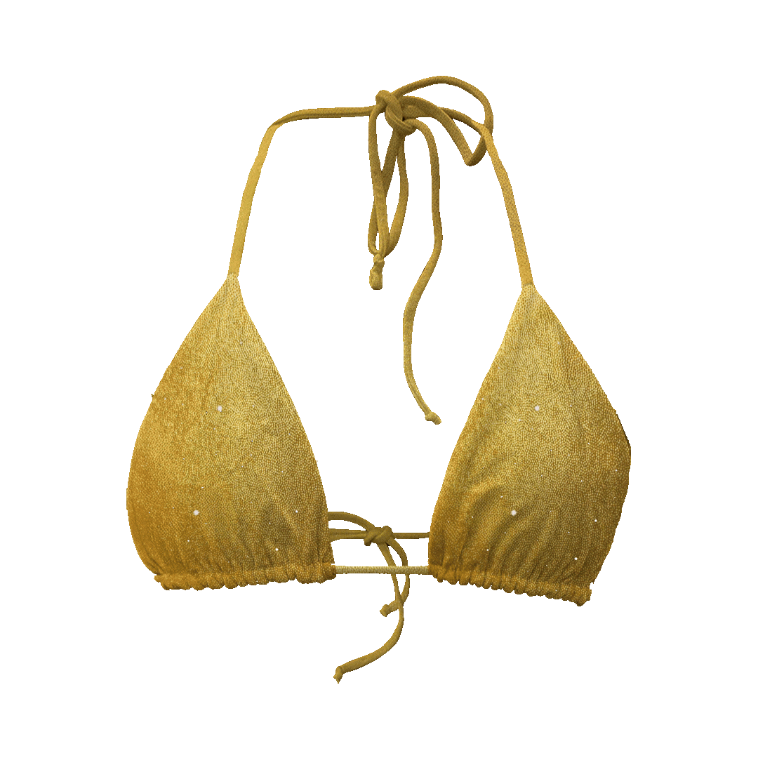 Top Triangle doré pailleté / beige