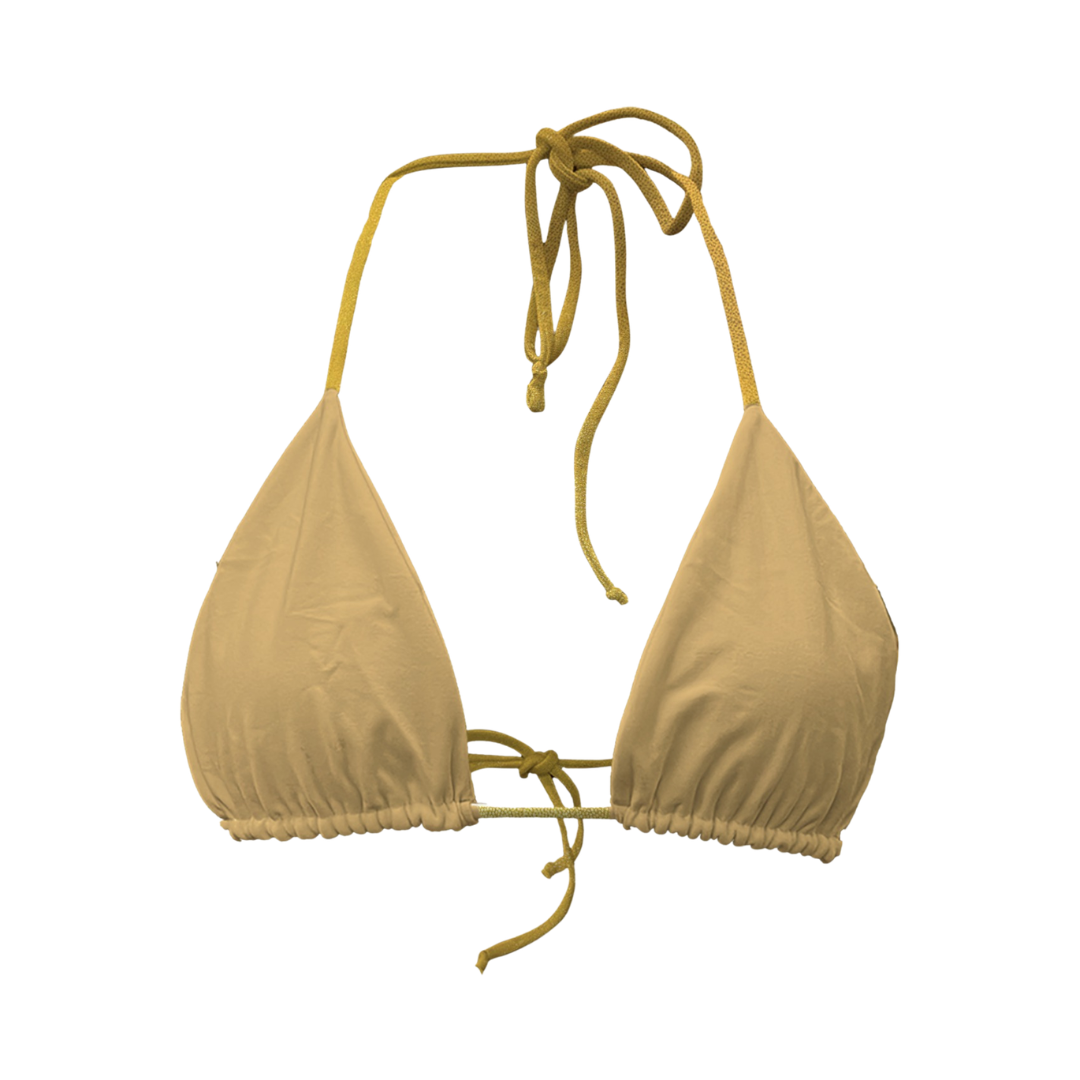 Top Triangle réversible doré pailleté / beige